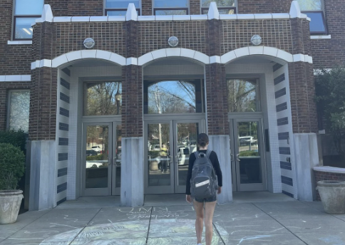 Evelyn Morel (12) strolling into school for the day.